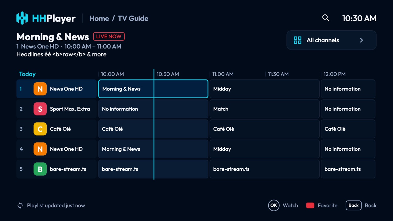TV guide grid